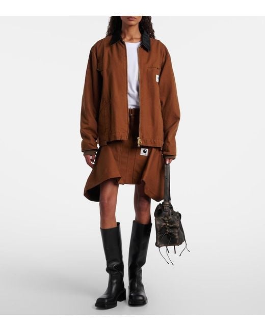 Sacai Brown X Carhartt Cotton Canvas Puffer Jacket