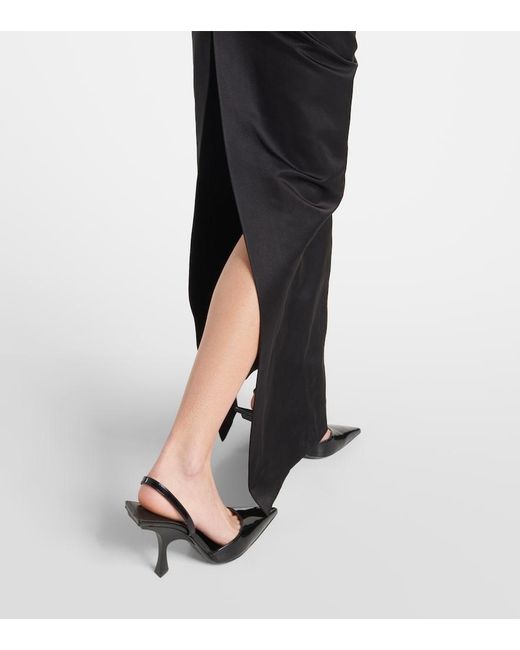 The Attico Black Caped Silk Midi Dress