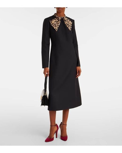 Valentino Black Crepe Couture Bow-Detail Midi Dress