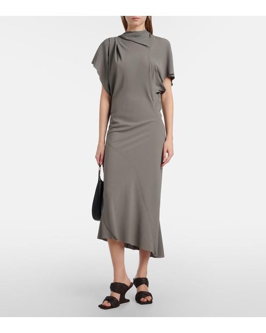 Rick Owens Gray Seb Draped Midi Dress