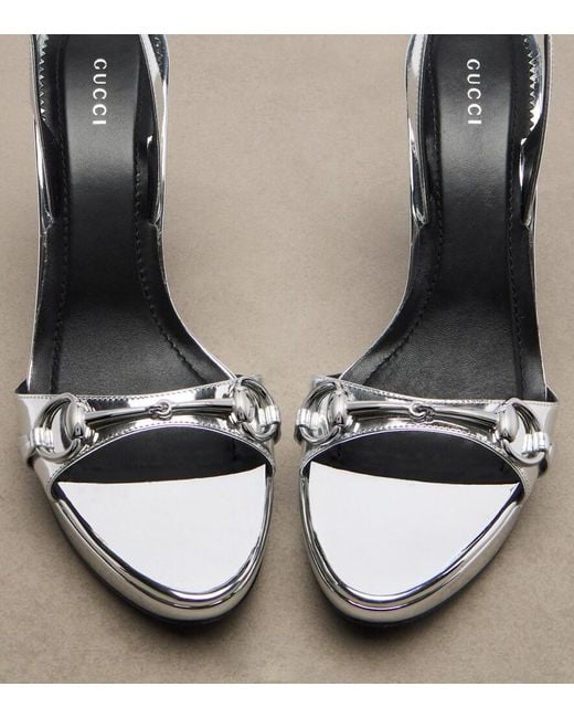 Gucci Donna Metallic Leather Platform Sandals
