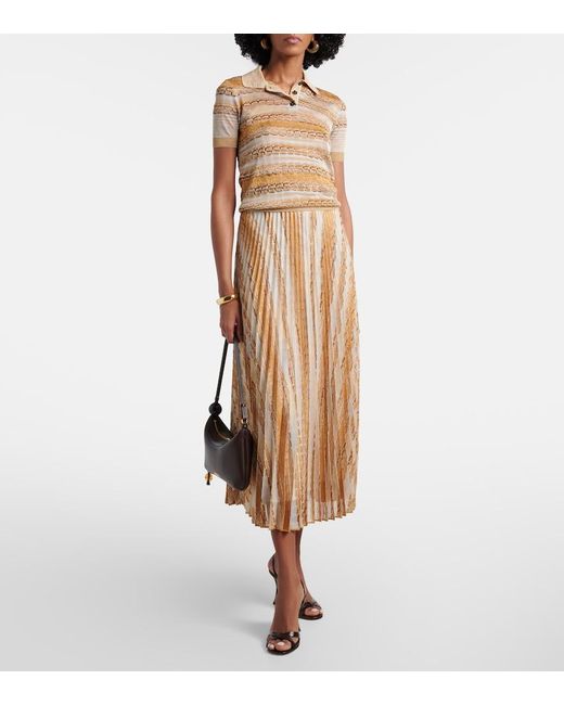 Missoni Natural Plisse Printed Midi Skirt