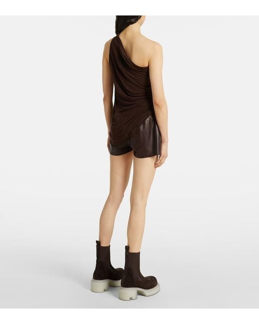 Rick Owens Brown Athena One-Shoulder Top