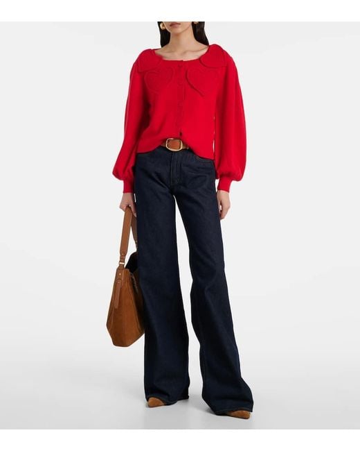 Cardigan Con Aplique De Parche Farm Rio de color Red
