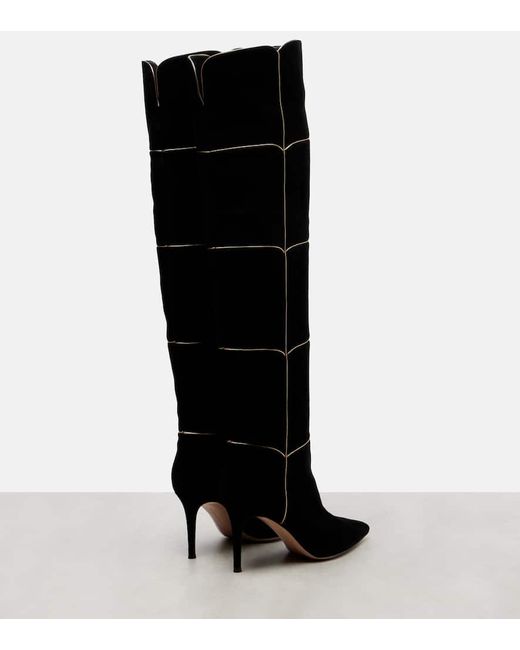 Gianvito Rossi Black Cuissard 85 Suede Knee-High Boots