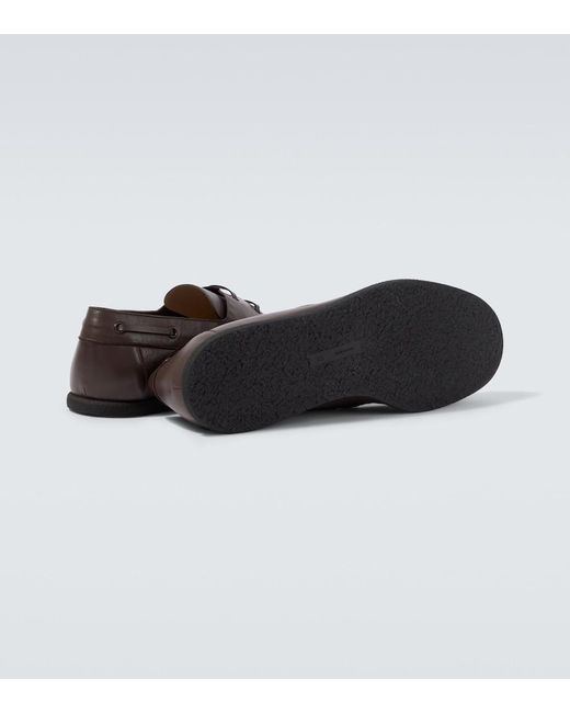 The Row Brown Novus Leather Boat Shoes for men