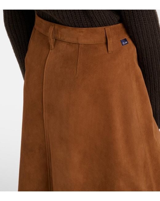 Citizens of Humanity Brown Cassia Suede Midi Skirt