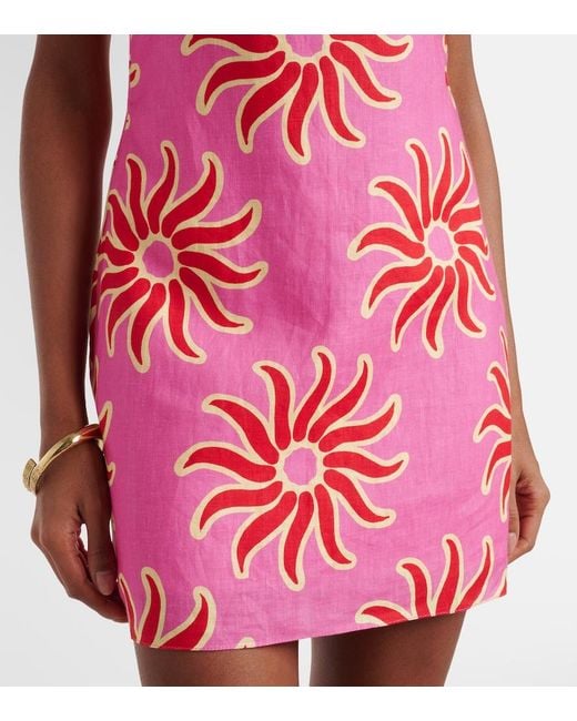 Cala De La Cruz Red Printed Linen Minidress