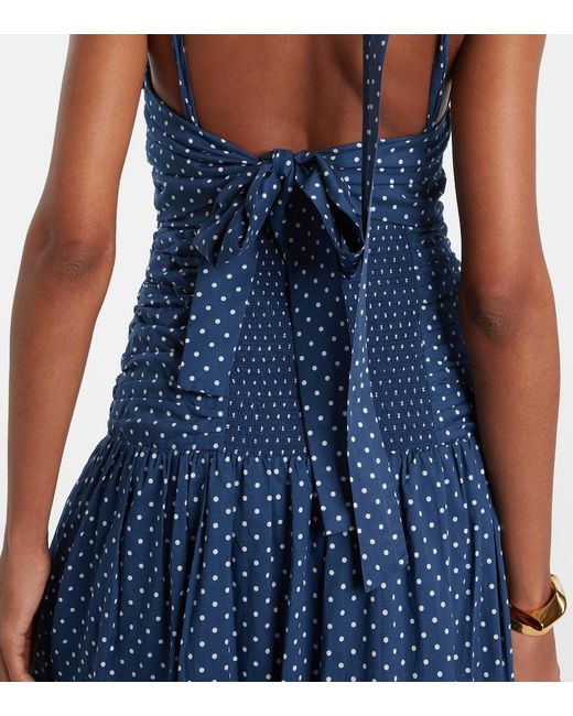 Posse Blue Edie Polka-Dot Midi Dress