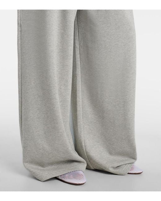 Alaïa Gray Ruffled Cotton-Blend Track Pants