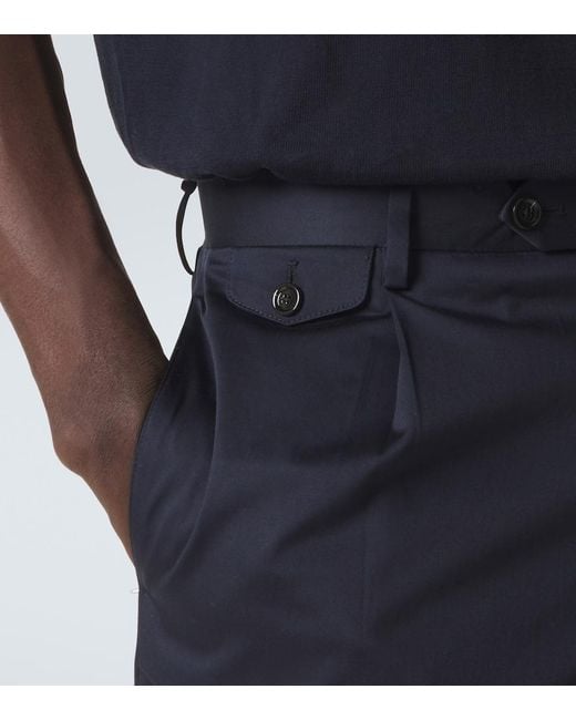 Lardini Blue Pleated Cotton-Blend Bermuda Shorts for men