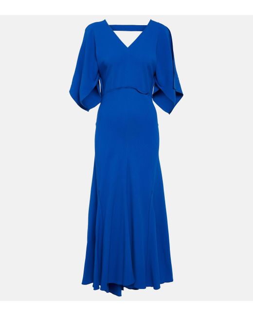 Victoria Beckham Blue Cady Midi Dress