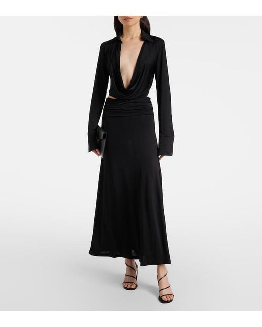 AYA MUSE Black Freya Draped Crop Top