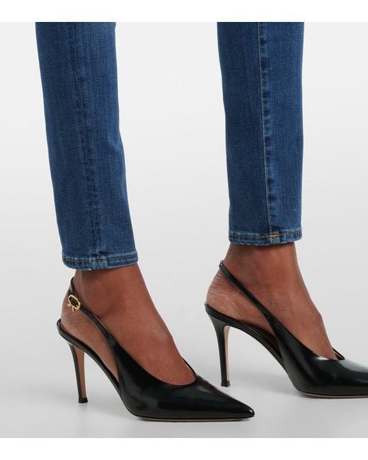 7 For All Mankind Blue Hw High-Waist Skinny Jeans