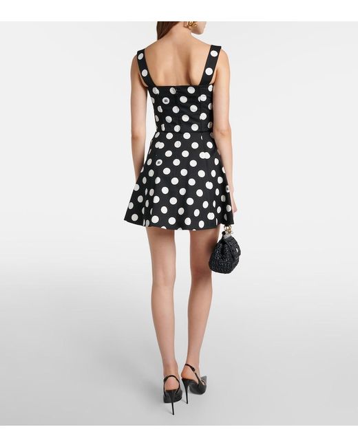 Dolce & Gabbana Cotton Drill Corset Minidress With Polka-Dot in Black