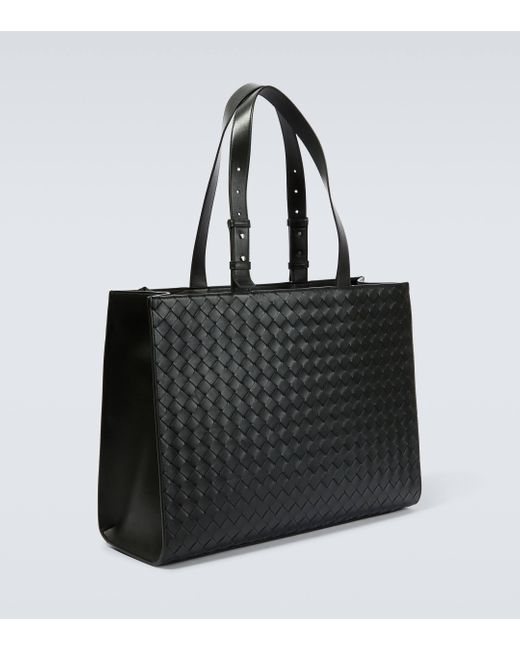 Bottega Veneta Black Leather Tote Bag for men