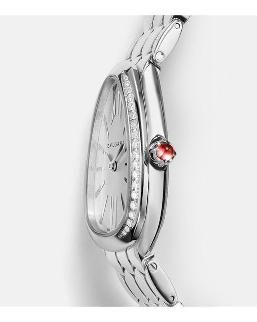 BVLGARI White Serpenti Seduttori Watch With Diamonds