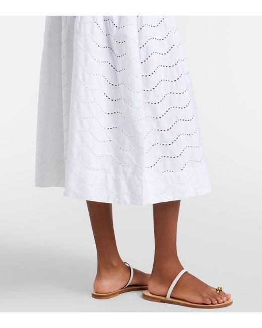 Polo Ralph Lauren White Broderie Anglaise Cotton Midi Skirt