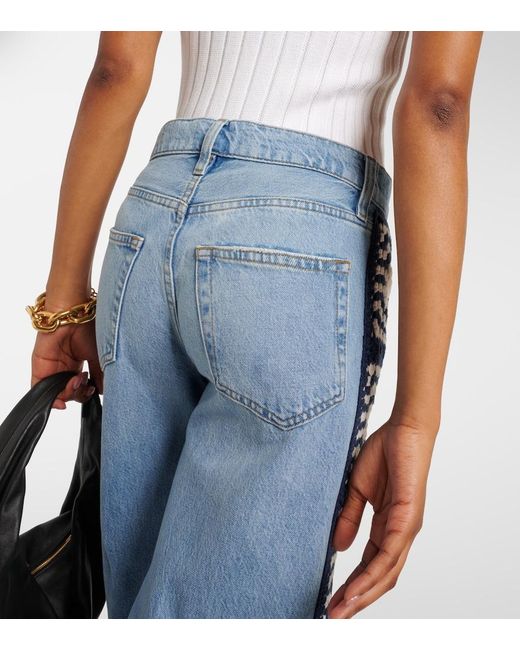 FRAME Blue Le Jane Crop Crochet Straight Jeans