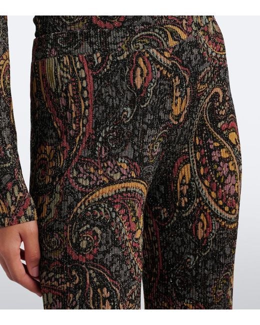 Etro Gray Paisley Jacquard Flared Pants