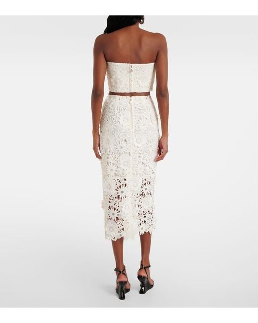 ROTATE BIRGER CHRISTENSEN White Bridal Lace Pencil Skirt