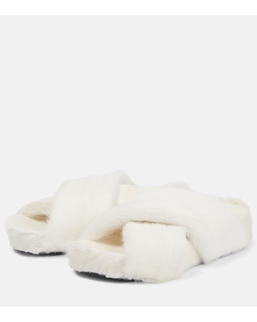 Jil Sander Natural Shearling Sandals