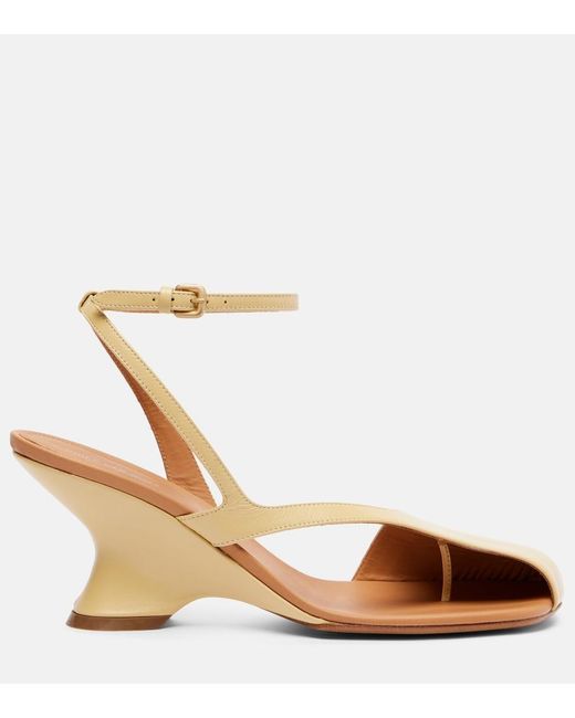 Dries Van Noten Metallic 75 Leather Wedge Sandals