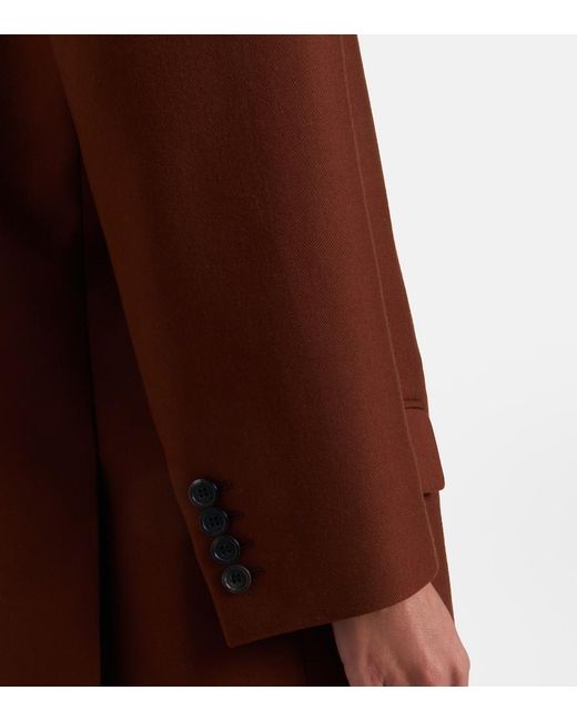 Saint Laurent Brown Double-Breasted Cashmere Blazer