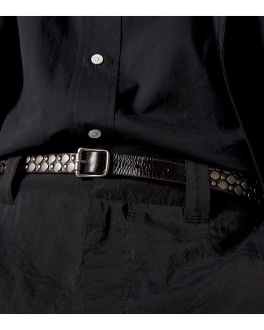 Lemaire Black Studded Leather Belt for men