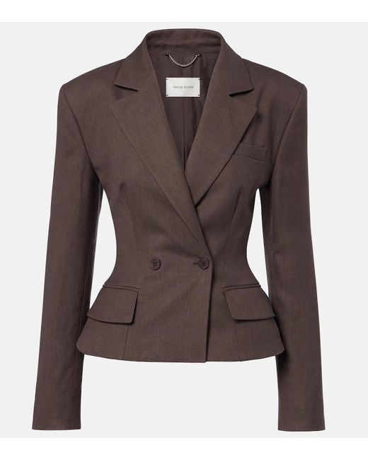 Magda Butrym Brown Peplum Linen Blazer