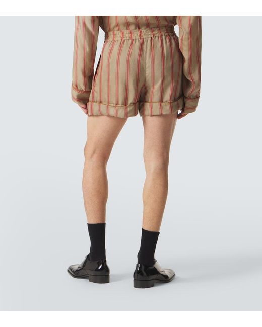 Saint Laurent Brown Striped Twill Shorts for men