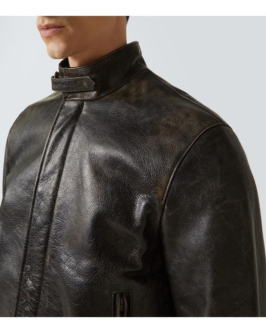 The Row Gray Edrice Leather Jacket for men