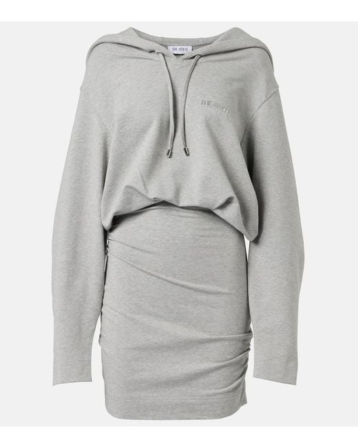 The Attico Gray Cotton-Blend Jersey Sweatshirt Dress