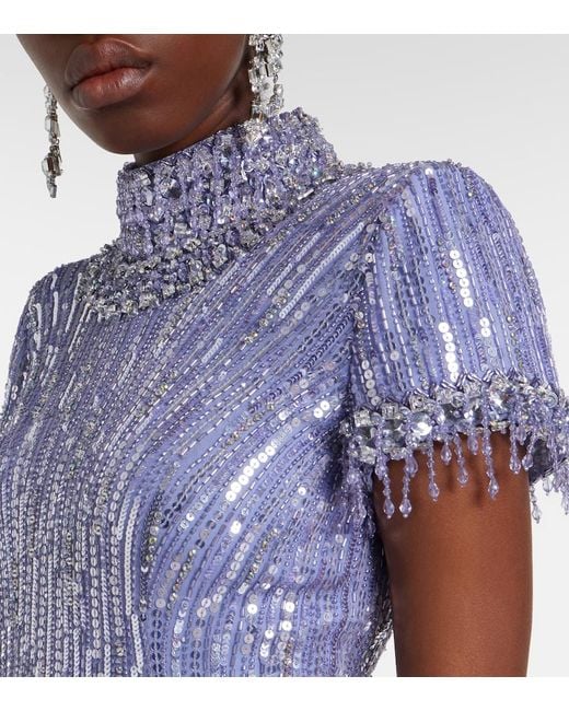 Jenny Packham Purple Madelaine Embellished Gown