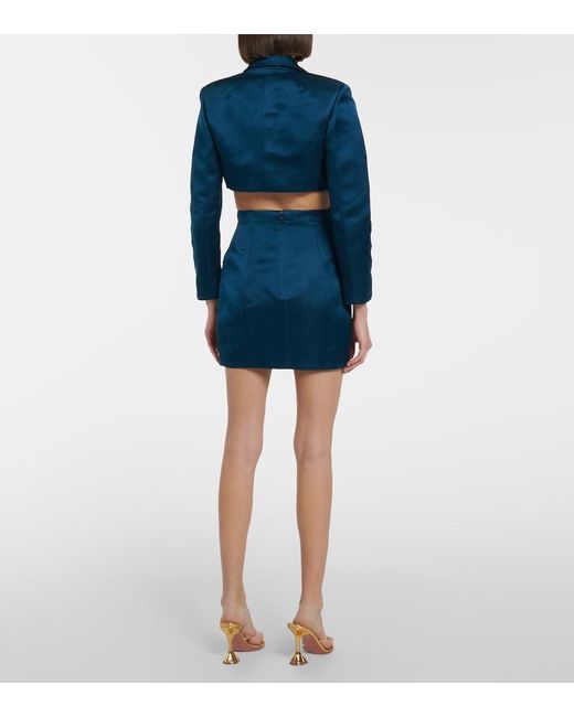 Miss Sohee Blue Silk Crop Top With Swarovski® Crystals