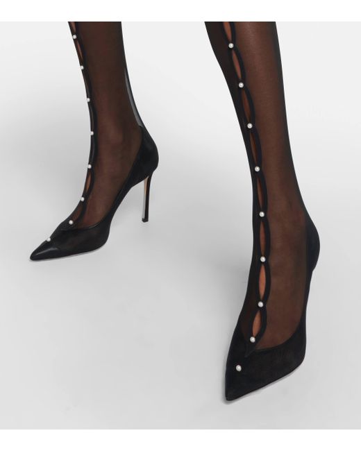 Jimmy Choo Black Psyche 95 Mesh Over-the-knee Boots