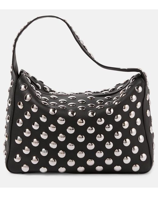 Khaite Black Elena Medium Studded Leather Shoulder Bag