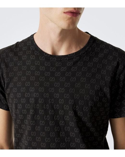 Gucci Black Gg Cotton Pique T-Shirt for men