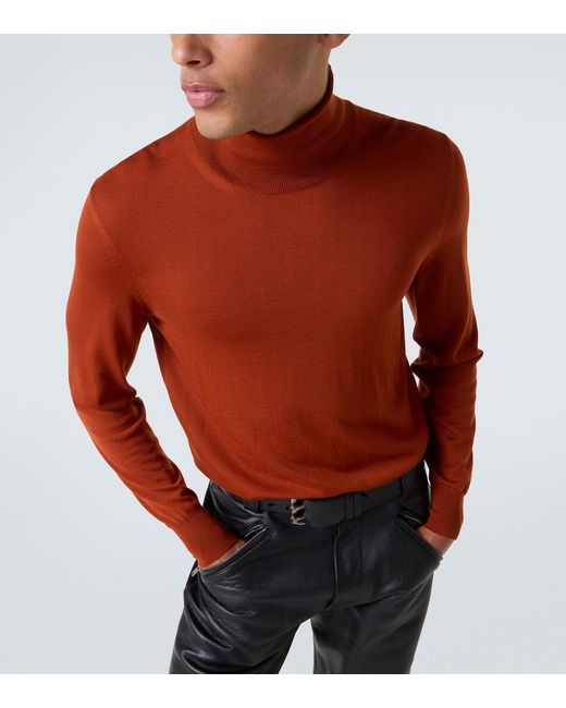 Saint Laurent Red Wool Turtleneck Sweater for men
