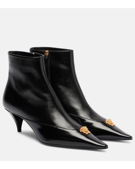 Versace Black La Medusa 55 Leather Ankle Boots