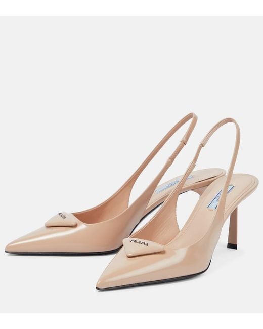 Prada Natural Leather Slingback Pumps