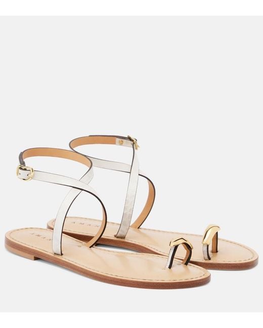 Amanu Metallic Kigali Embellished Leather Sandals
