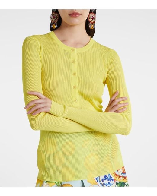 Dolce & Gabbana Yellow Ribbed-Knit Sweater