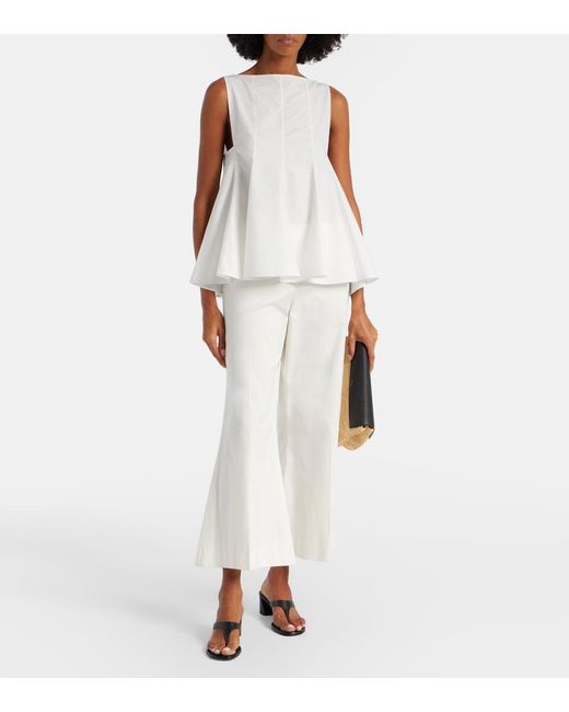 Khaite White Walter Cotton And Silk Flared Pants