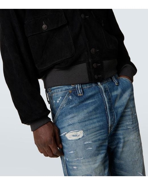 RRL Bomberjacke Mason Aus Veloursleder in Black für Herren