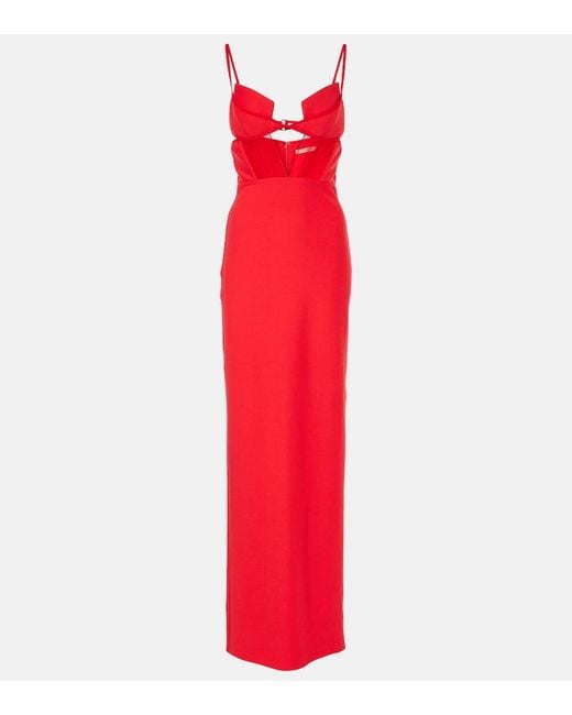 Nensi Dojaka Red Crepe Maxi Dress