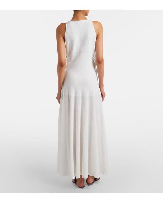 Alaïa White Cotton-Blend Crepe Maxi Dress