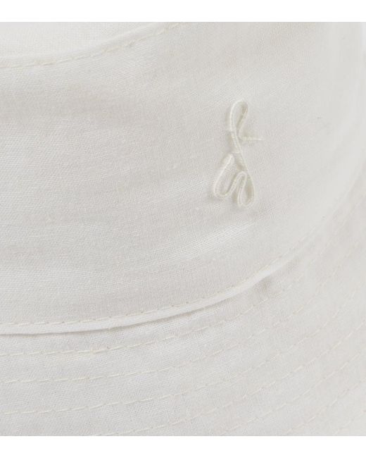 Ruslan Baginskiy White Monogram Linen Bucket Hat