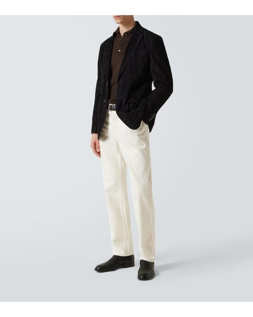 Brioni Black Monti Single-Breasted Suede Blazer for men