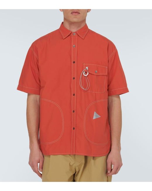 Camisa de mezcla de algodon And Wander de hombre de color Orange